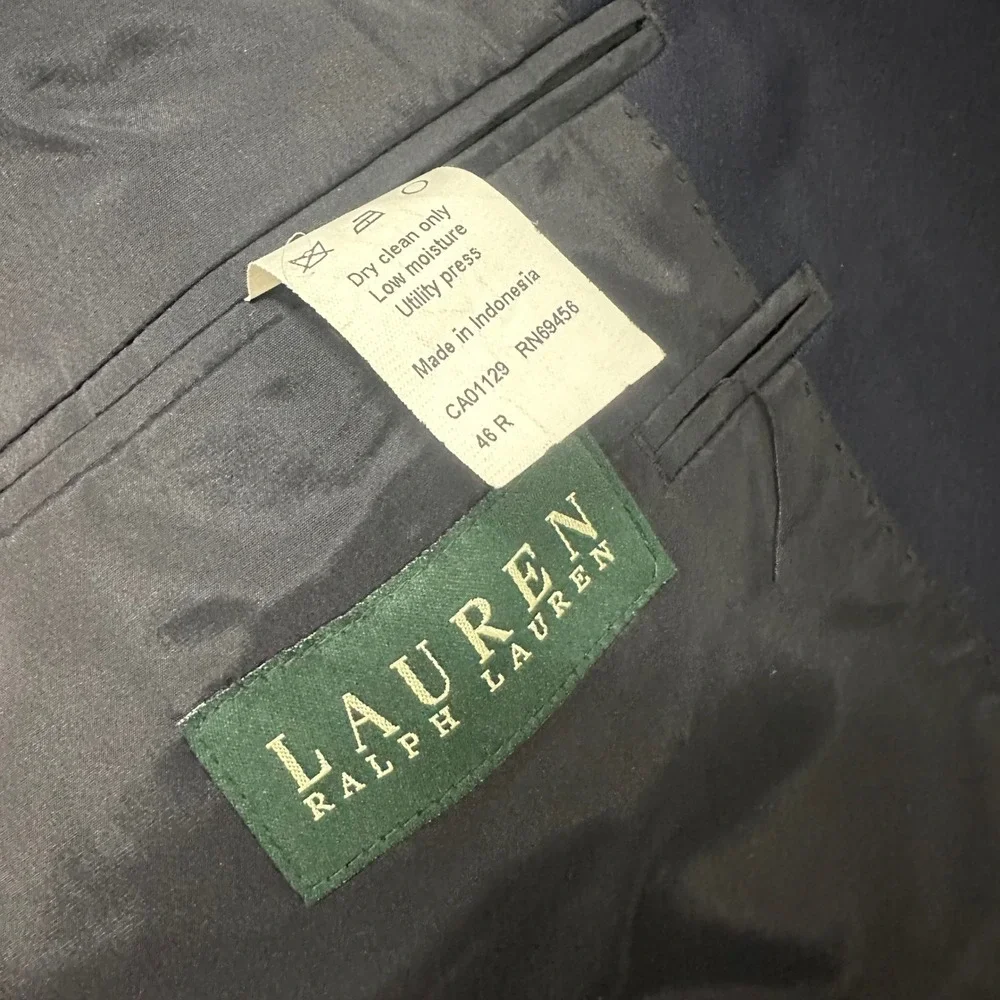 Lauren Ralph‎ Lauren Mens 46R Navy Blue Gold Button Blazer Sport Coat Jacket